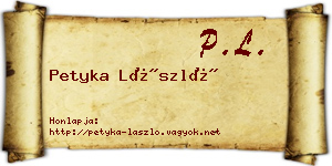 Petyka László névjegykártya
